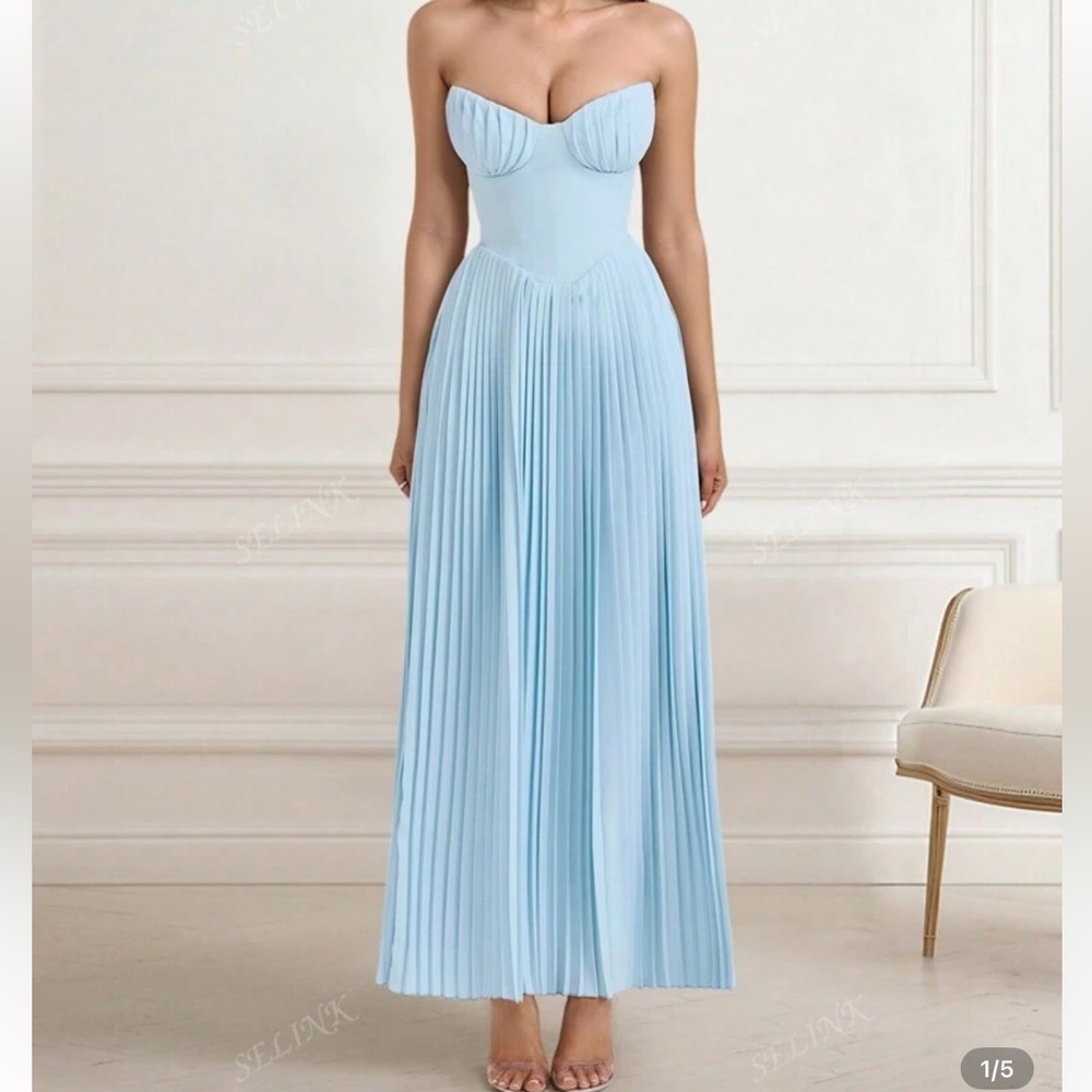 SHEIN Light Blue Strapless Gown